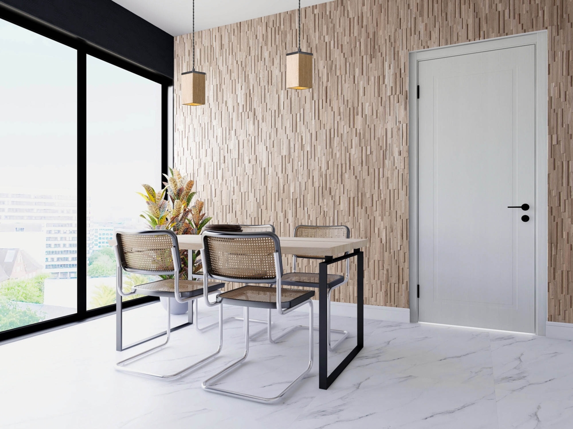 Painel Decorativo De Parede 3d Ace Carvalho Maciço - Relevo Estruturado - 72x10cm - 14 Painéis 1m² - Parede E Teto