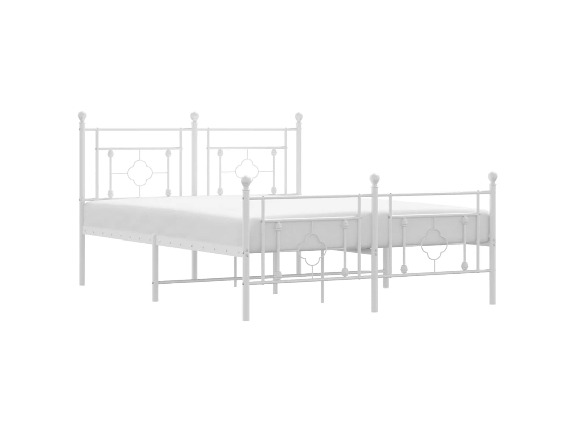 Estrutura de Cama com Cabeceira e Pés Metal Branco MAISON EXCLUSIVE 140x200 cm