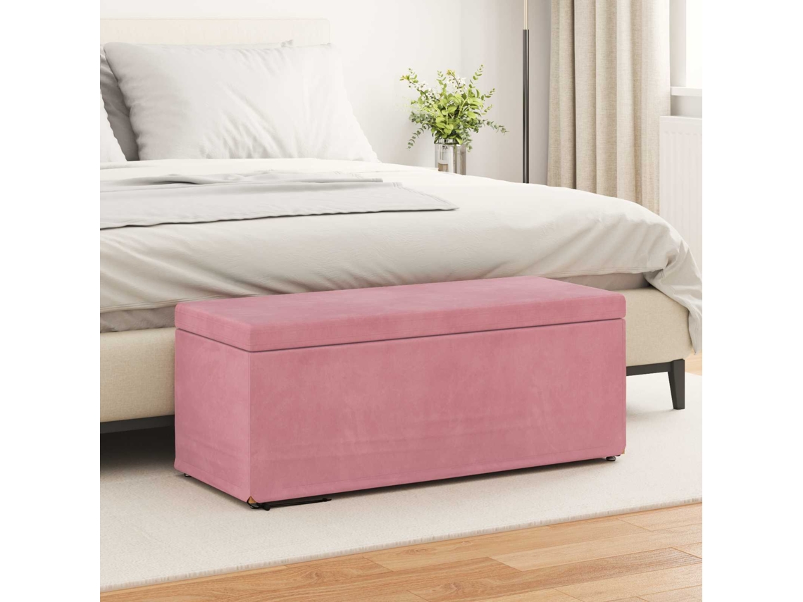 Vidaxl Banqueta Rosa 101 X 41 X 40 Cm Veludo E Madeira De Engenharia