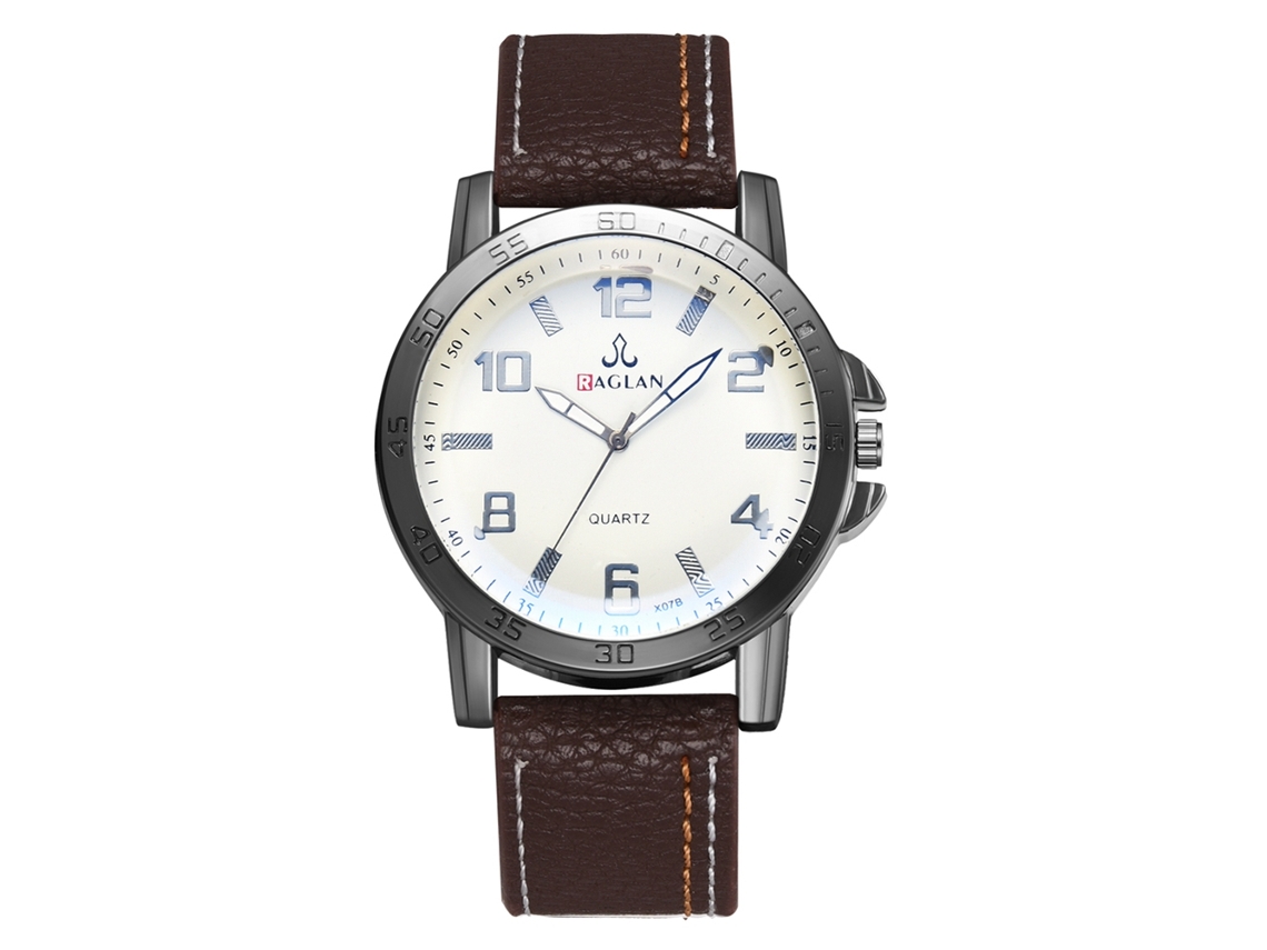 Reloj De Cuarzo Para Hombres Com Pulseira De Couro Pu, Estilo Casual E Empresarial, Marrom Escuro