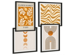 Composição De Quadros Decorações Florais Estilosas Espelharte (4 Peças)