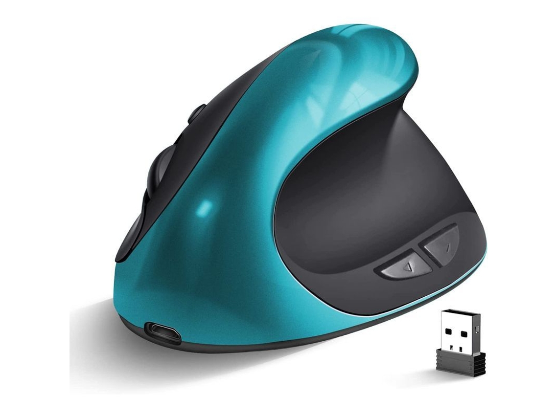 2026 rato Sem Fio Ergonomico Vertical Recarregavel 800/1200/1600 Dpi para Laptop Azul