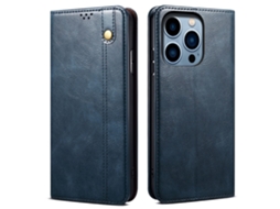 Capa Textura Louco Para Iphone 15 Pro Max Pele Sintética Azul