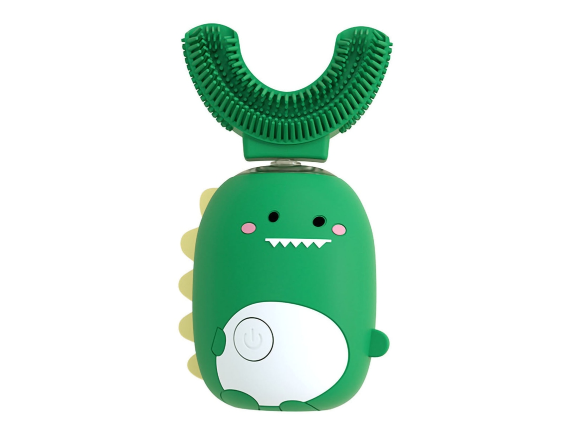 Mali escova Elétrica Infantil U Forma Dinossauro Cartoon Ipx7 Automática Verde