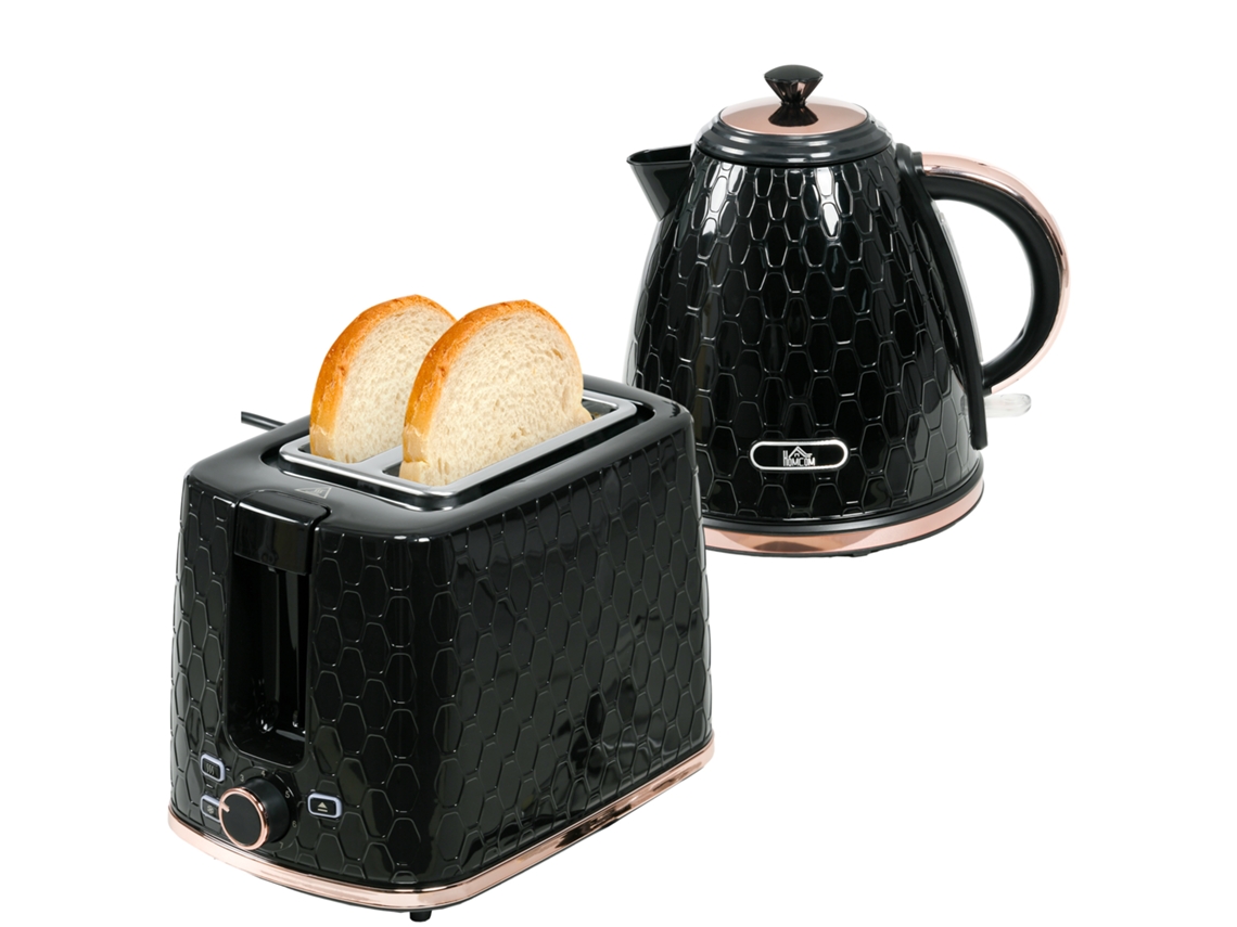 Conjunto Chaleira e Torradeira (1,7l, Modos Led, Preto)