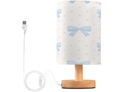 Abajur De Cabeceira Bows Led Para Quarto, Luminária De Leitura Com Portas Usb E Cúpula Tecido Para Sala Estar