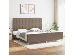 Vidaxl Cama Sem Colchão 200x200 Cm Tecido Cinzento-acastanhado