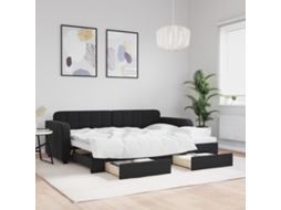 Sofá cama con cajones 80x200 cm terciopelo negro