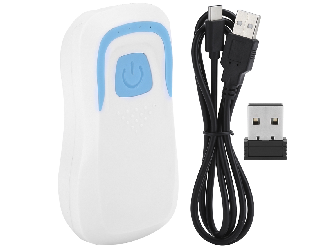 Leitor De Código De Barras Multifuncional E Leitor Rfid Portátil Sem Fio Branco.