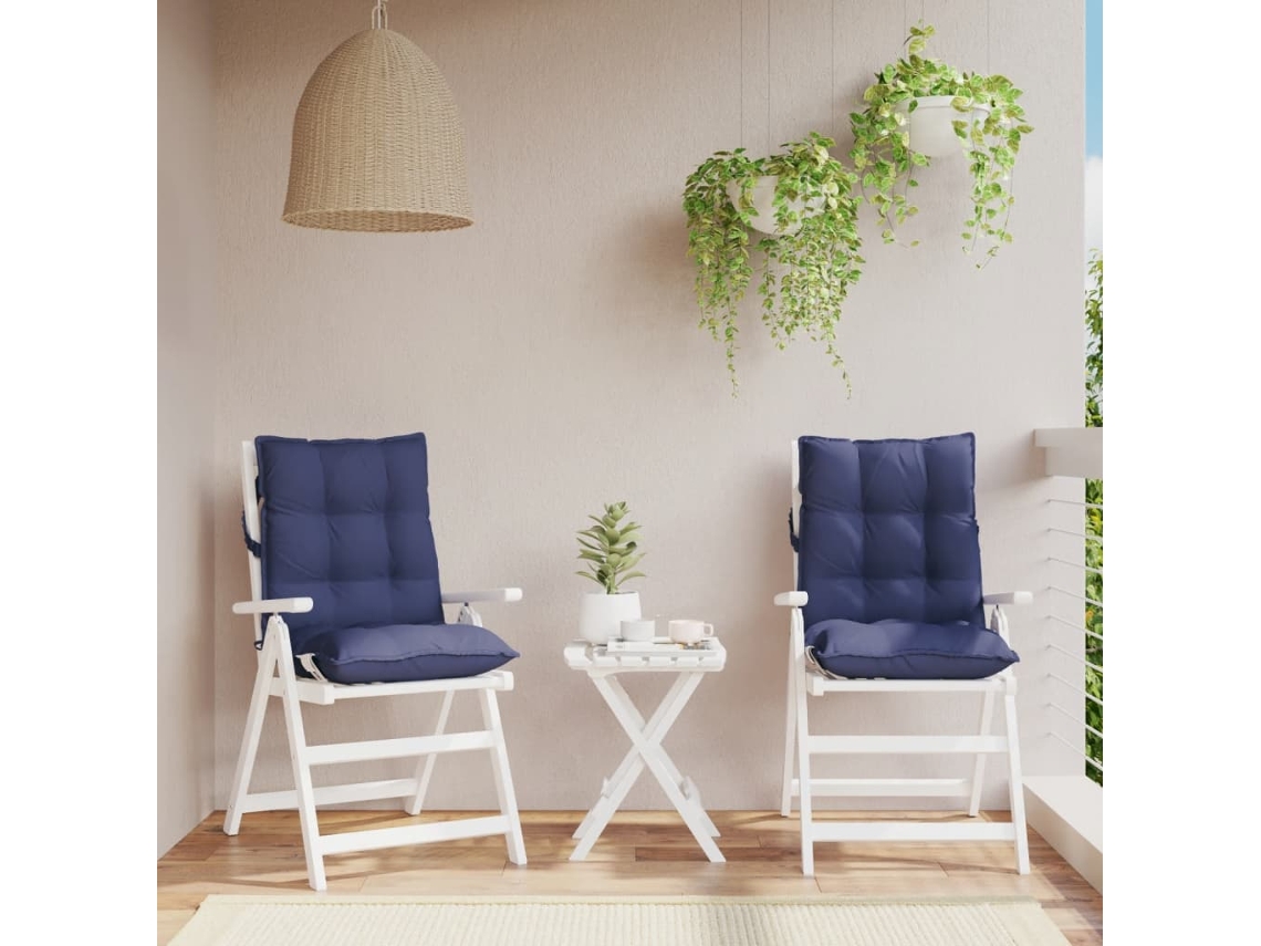 Vidaxl Almofadões P/ Cadeira Encosto Baixo 2 Pcs Tecido Azul-marinho