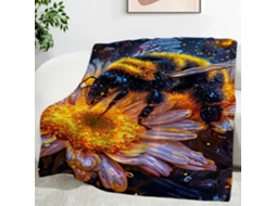 Manta de Crisântemo Abelha 180x200 Cm Multifuncional Macia Flanela Aconchegante para Cama Escritório Cochilo C