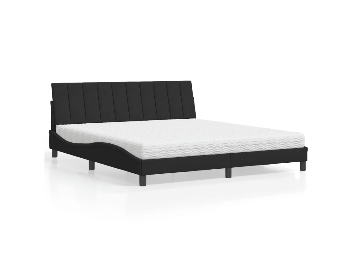 Vidaxl Cama Com Colchão Hanko 180x200 Cm Veludo Preto