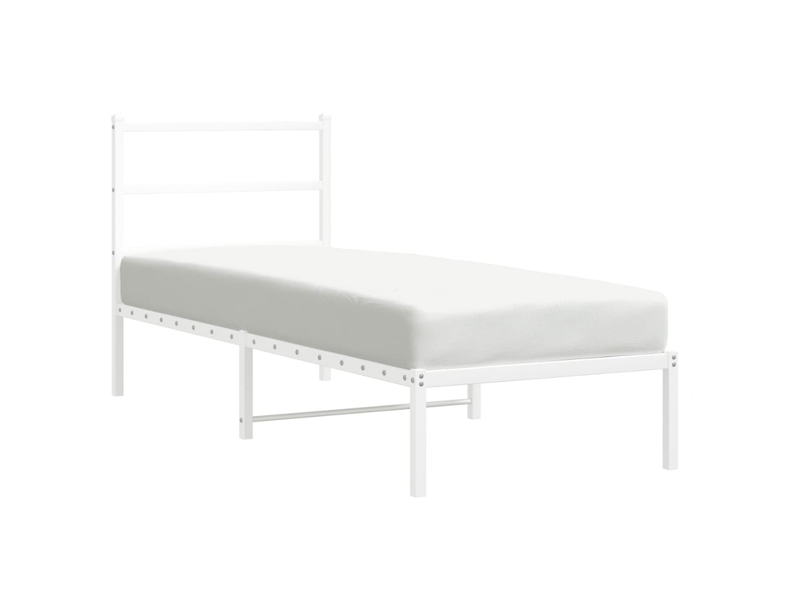Estrutura de Cama com Cabeceira Metal Branco MAISON EXCLUSIVE 80x200 cm