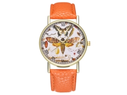 Reloj De Mujer Zhoulianfa T303-a Cuero Quartz Negocio Naranja