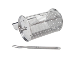 Cesta de Churrasco Rolante Inox 18cm para Camping