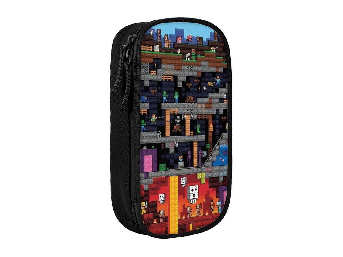 Estojo para lápis Minecraft B572 para crianças e adultos, poliéster durável, com 5 porta-lápis e organizador de malha E572 (fmy), Miraflow (lavável).