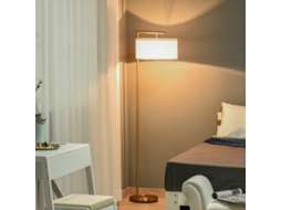 Luminária De Pé Soquete E27 Para Casa, Aço Dourado E Branco, 47×37×153cm Multiuso