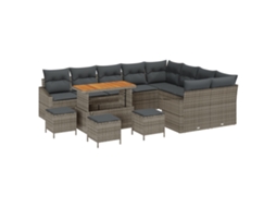 Conjunto 13 Conjunto De Móveis De Jardim Vidaxl Cinzento Vime Pe (288,5 X 234 X 85 Cm)