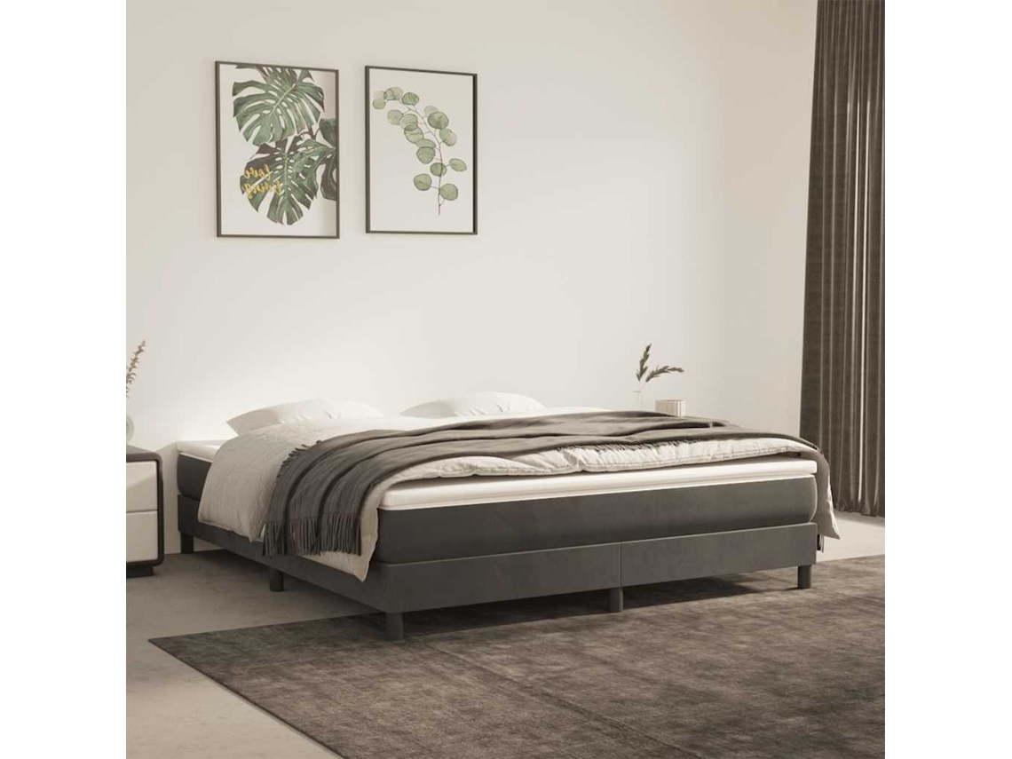 Vidaxl Colchão De Molas Ensacadas Firmeza Média 160x220x20 Cm Veludo Cinza-escuro
