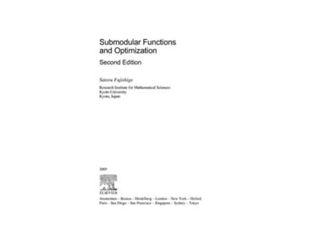 Livro Submodular Functions and Optimization de Satoru Fujishige (Inglês)