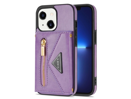 Suporte Casa Para Iphone 14 Plus N.bekus Pele Sintética Com Porta-cartões Roxo