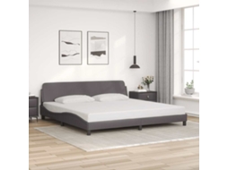 Vidaxl Estrutura De Cama Dover 200x200cm Couro Artificial Cinzento