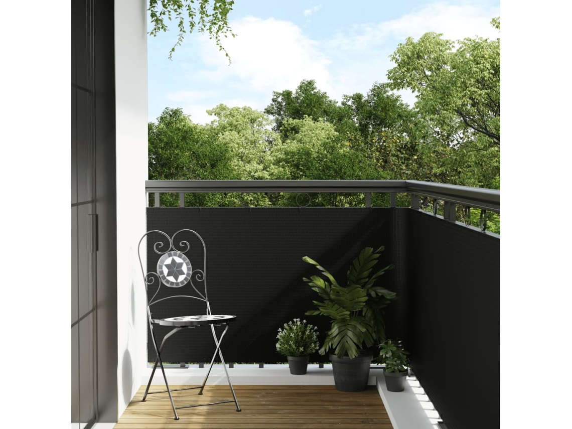 Vidaxl Tela De Varanda 400x100 Cm Vime Pe Preto