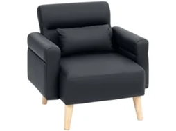 Poltrona Couro Sintético Braços Acolchoados Preto