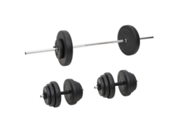 Barbell With Plate, Barbells With Plates Vidaxl Preto Aço (n/a)
