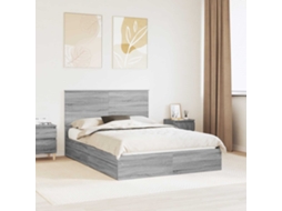 Vidaxl Cama Com Armazenamento Com Gaveta Cinza Sonoma 150 X 200 Cm