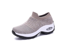 Tênis De Caminhada Feminino Sock Sneakers Leve Flexível Respirável Com Amortecimento Ar Para Trabalho E Dia A Dia 1839 Khaki