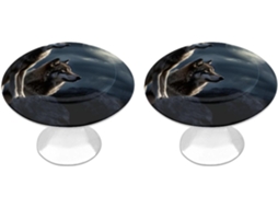 Conjunto De 2 Puxadores Aço Inoxidável Para Armários Cozinha, Com Estampa Personalizada De Lobos Ao Luar Ideais Para