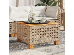 Mesa De Jardim 55x55x36 Cm Vime Pe E Madeira De Acãcia Bege DKD HOME DECOR