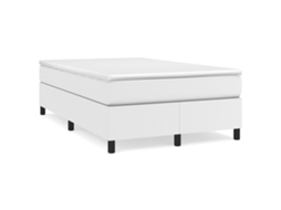 Vidaxl Cama Boxspring Com Colchão 120x190 Cm Couro Artificial Branco
