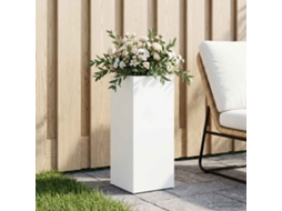 Vidaxl Vaso De Jardim Branco 20 X 20 X 40 Cm Aço Laminado A Frio