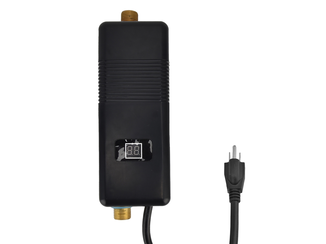 Aquecedor de água elétrico instantâneo de 3000 W para casa, banheiro, cozinha, lavabo e camping. Preto.
