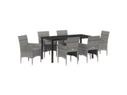 Conjunto 7 De Jantar Jardim Vidaxl Cinza Rattan Pe