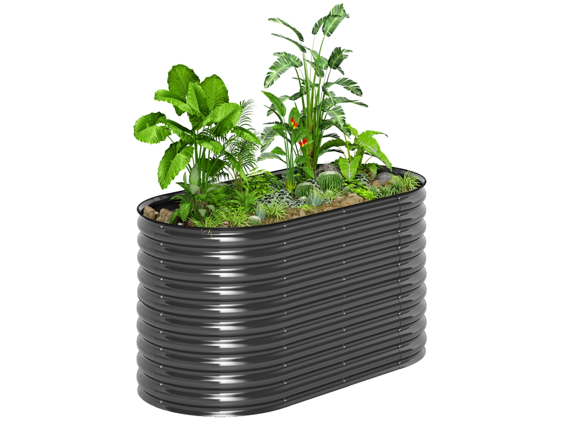 Vaseira, Vaso de Metal com Borda de Segurança e Luvas, Fundo Aberto, 160w X 80d X 80h Cm, Escuro Cinza