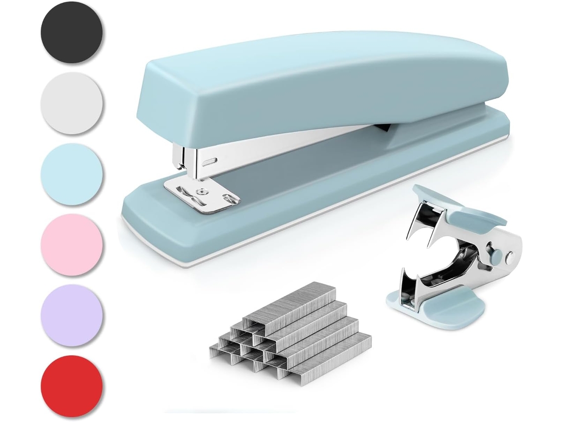 Grampeador de Mesa para Delicatessen , Capacidade para 25 Folhas, Inclui 5000 Grampos e Removedor de Grampos, Azul BRILVIBERA (1 Unidade)