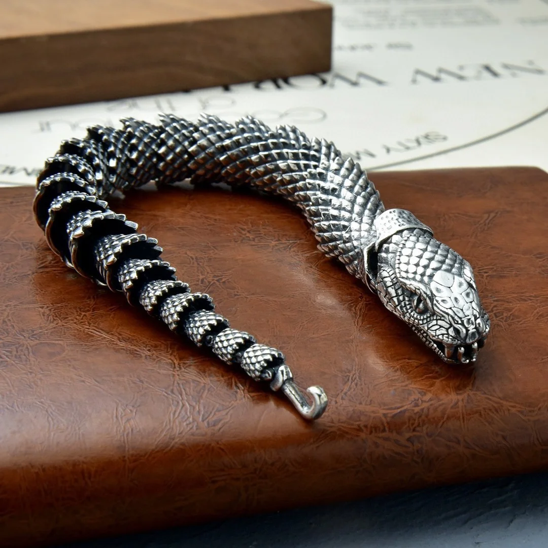 Pulseira Tradicional Tibetana Budista em Formato de Dragão com um Poderoso Padrão de Escamas de Dragão. MDUG (cobra, 24cm)