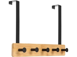 Cabide De Porta Resistente Preto Fosco, Construção Sólida, Organizador Multifuncional Para Casacos, Toalhas, Bolsas E Roupões (natural)