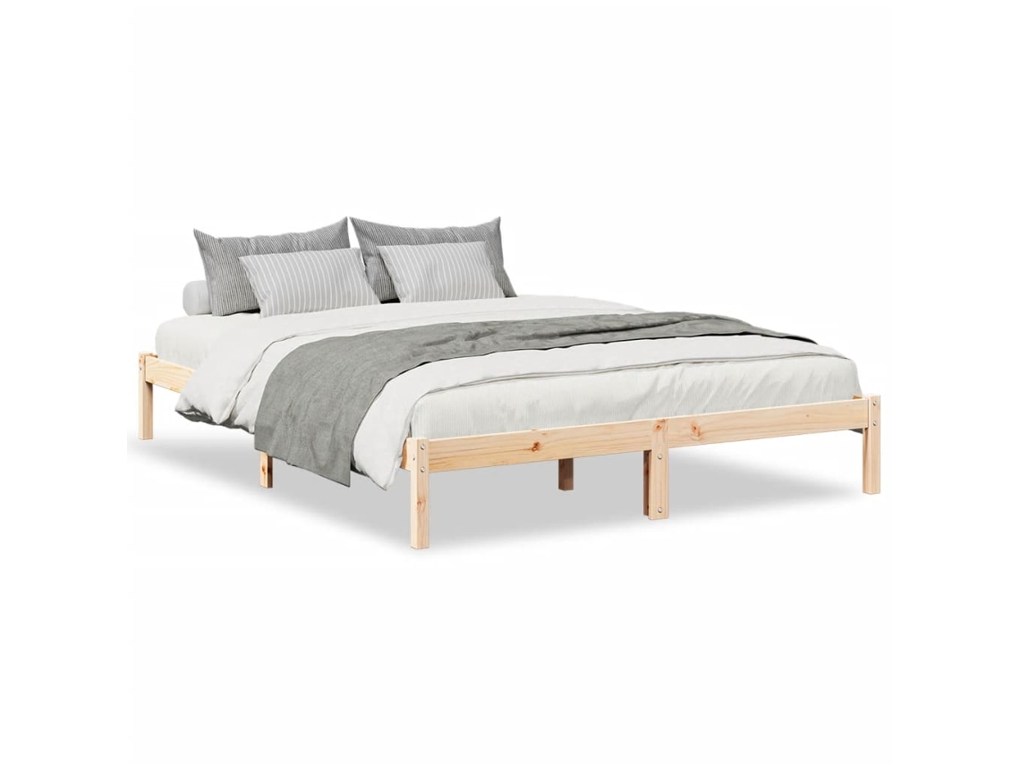 Bed Frame, Bed Frames Vidaxl Marrom Madeira De Pinho (140 X 210 Cm)