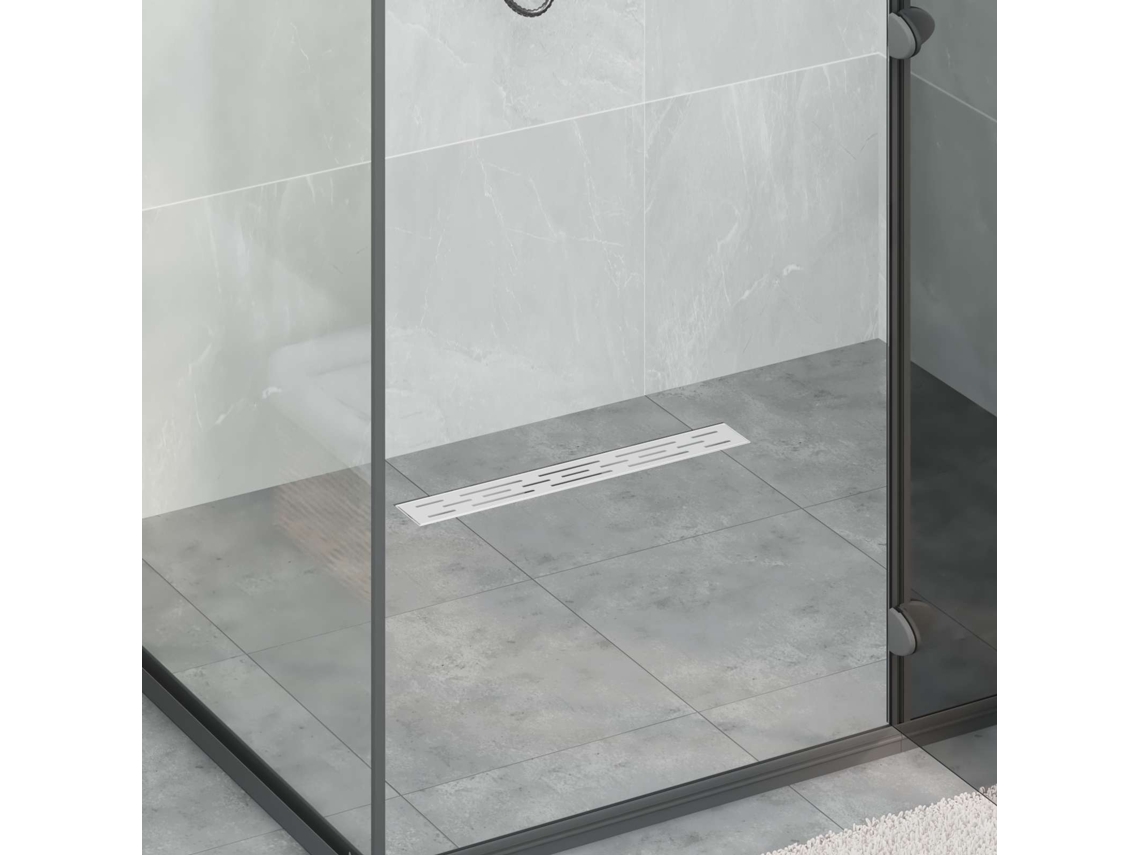Vidaxl Dreno De Chuveiro Com Design De Linha Prateado 60 Cm
