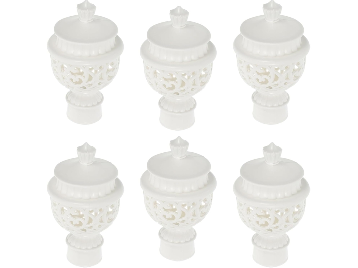 Conjunto De 6 Ponteiras Brancas Para Varão De Cortina, Resistentes E Em Abs, Acessórios Decorativos Para Sala De Estar Conjunto De 6 Po