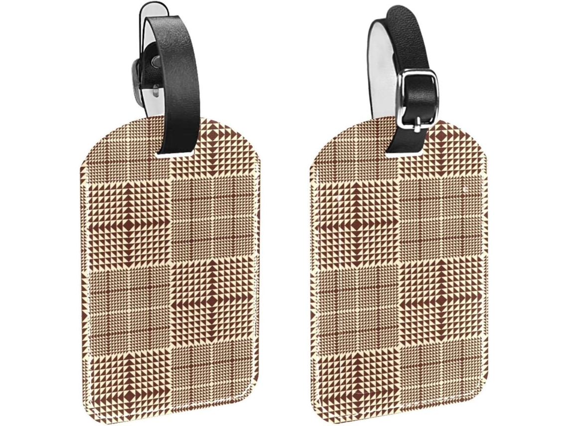 Conjunto De 2 Etiquetas Bagagem Em Imitação Couro Marrom