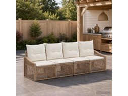 Vidaxl Conjunto De Sofá De Jardim 4 Unid. Bege Vime Pe