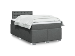 Vidaxl Cama Com Molas/colchão 120x200 Cm Tecido Cinzento-escuro