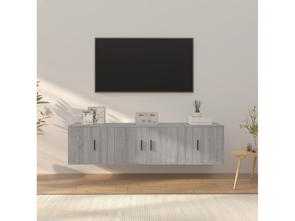 Vidaxl Conjunto Móveis de Tv 3 Pcs Madeira Processada Sonoma Cinza