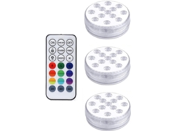 Luzes Led Submersíveis 16 Cores Ventosas Prova Ip68 Piscina Festa Fonte 1 Controlador 3 Lâmpadas Ímãs À D Água Vaso GOKOCO