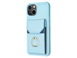 Suporte Casa Para Iphone 15 Plus Pele Sintética Com Porta-cartões Bege